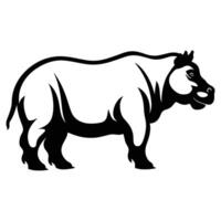 nijlpaard zwart silhouet vector, wit achtergrond. vector