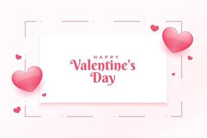 elegant valentijnsdag dag groet kaart met glimmend harten vector