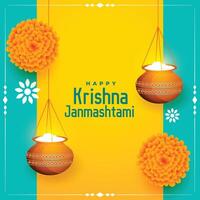 shree krishna janmashtami festival kaart decoratief ontwerp vector