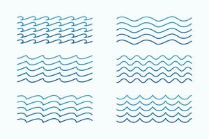 zee golven patronen reeks in lijn stijlen vector
