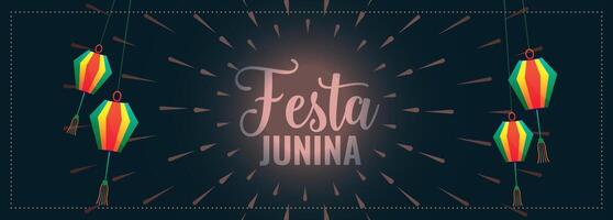 traditioneel festa Junina festival banier met lantaarn decoratie vector