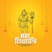 geel maha shivratri festival kaart met heer shiva figuur vector