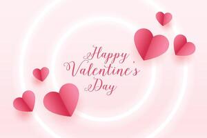 papier harten valentijnsdag dag neon achtergrond vector