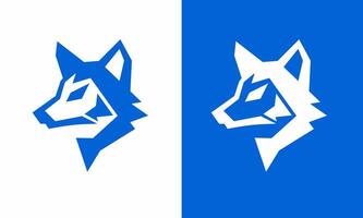 grafisch vector illustratie van sjabloon logo ontwerp wolf hoofd symbool in blauw