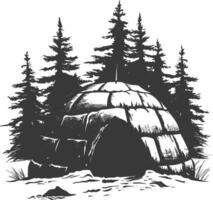 ai gegenereerd silhouet iglo de Eskimo tribal huis zwart kleur enkel en alleen vector