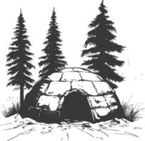 ai gegenereerd silhouet iglo de Eskimo tribal huis zwart kleur enkel en alleen vector