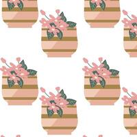 voorjaar of zomer patroon met vaas en roze bloemen. vector illustratie kan gebruikt voor omhulsel papier, textiel, kleding stof ontwerp, afdrukken voor kleren, affiches.