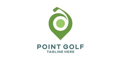 logo ontwerp combineren de vorm van een pin kaart met de sport van golf, logo ontwerp sjabloon, idee. vector