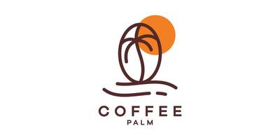 logo ontwerp combinatie van koffie bonen en palm bomen, logo ontwerp sjabloon, creatief idee symbool. vector