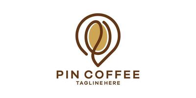 logo ontwerp combinatie van pin kaart vorm met koffie bonen, logo ontwerp sjabloon, symbool idee. vector