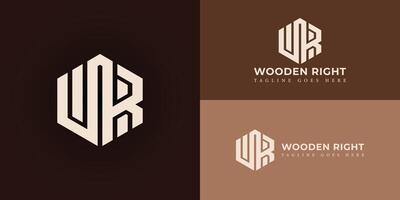 abstract eerste brief wr of rw logo in wit kleur geïsoleerd in bruin achtergrond. brief wr eerste icoon vector logo ontwerp. goud zeshoek brief wr logo voor echt landgoed en bouw bedrijf logo.