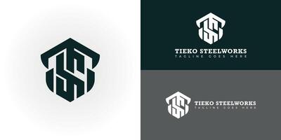 abstract eerste brief ts of st logo in diep groen kleur geïsoleerd in meerdere achtergronden toegepast voor bouw bedrijf logo ook geschikt voor de merken of bedrijven hebben eerste naam st of st. vector