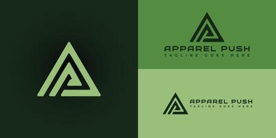 abstract eerste brief ap of vader logo in zacht groen kleur gepresenteerd met meerdere achtergrond kleuren. de logo is geschikt voor sport- kleding merk logo ontwerp inspiratie Sjablonen. vector