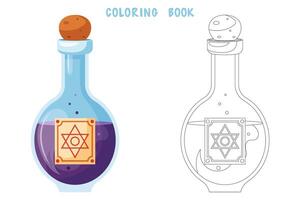kleur boek van Purper toverdrank in een fles vector