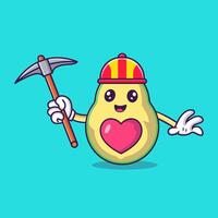 schattig avocado Holding hamer mascotte karakter vector icoon illustratie