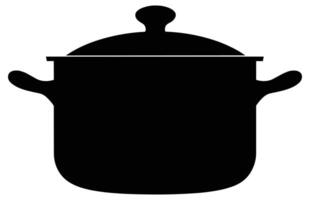 Koken pot silhouet, keuken Koken potten vector icoon reeks