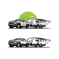 caravan camper camper vrachtauto aanhangwagen vector kunst illustratie geïsoleerd