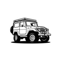 klassiek land- 4x4 van de weg af zwart en wit vrachtauto illustratie vector geïsoleerd. het beste voor automotive land- industrie