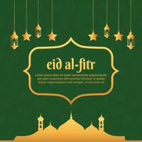 eid al fitr groet kaart met Islamitisch decoratie vector