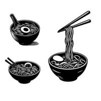 ramen noedels. vector illustratie voor mascotte logo of stickeraziatisch Japans traditioneel voedsel keuken. klem kunst, menu, poster, afdrukken, banier