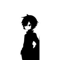 silhouet meisje in anime stijl vector illustratie vrij