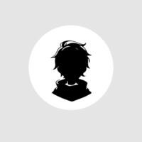 silhouet illustratie van een jongen in anime stijl vector