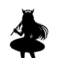 silhouet meisje in anime stijl vector illustratie vrij