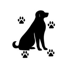 vector silhouet van hond op witte achtergrond.