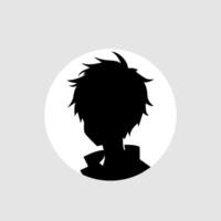 silhouet illustratie van een jongen in anime stijl vector