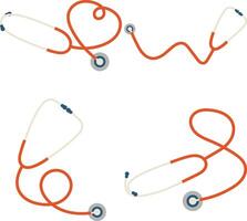stethoscoop medisch icoon set. vlak ontwerp en vormen. vector illustratie