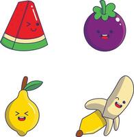 kawaii fruit mascotte met schattig tekenfilm karakter. vector illustratie