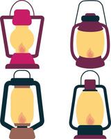 camping lantaarn lamp illustratie. wijnoogst tekenfilm stijl. vector