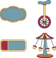 carnaval circus uitrusting set. in klassiek ontwerp stijl. tekenfilm vector illustratie.