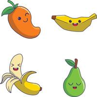 kawaii fruit mascotte met schattig tekenfilm karakter. vector illustratie