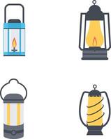 reeks van camping lantaarn lamp. met wijnoogst tekenfilm stijl. vector illustratie