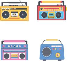 verzameling van oud radio stereo. retro radio stijl Aan wit achtergrond. vector illustratie