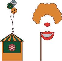 carnaval circus uitrusting set. geïsoleerd Aan wit achtergrond, vector illustratie