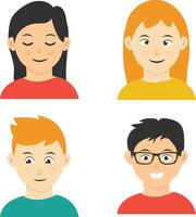 verzameling van verschillend kinderen avatars. geïsoleerd Aan wit achtergrond. vlak tekenfilm vector illustratie