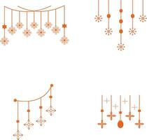 Kerstmis sneeuwvlokken hangende met vlak ontwerp en vormen. geïsoleerd Aan wit achtergrond, vector icoon