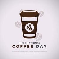 Internationale koffie dag papier besnoeiing stijl vector ontwerp illustratie voor achtergrond, poster, banier, reclame, groet kaart