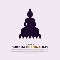 gelukkig Boeddha purnima dag papier besnoeiing stijl vector ontwerp illustratie voor achtergrond, poster, banier, reclame, groet kaart