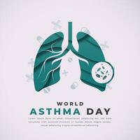 wereld astma dag papier besnoeiing stijl vector ontwerp illustratie voor achtergrond, poster, banier, reclame, groet kaart