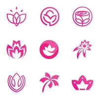 roze bloem symbool, vlak stijl roze kleur vector icoon voorwerp. bloemen etiket met bloemblaadjes, welzijn, Gezondheid en yoga industrie of meditatie logo, geïsoleerd Aan wit achtergrond.