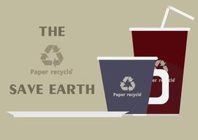 voedsel en drinken houder gemaakt van de recycle papier kan helpen oplossen de probleem van gebruik makend van houder van plastic dat is een probleem oorzaken vervuiling, globaal opwarming. vector