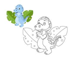 kleur boek voor kinderen, schattig baby dinosaurus. illustratie en schetsen, vector