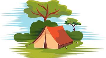 camping tent voor trekker en wandelaar vector illustratie