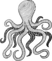 wijnoogst hand- getrokken lijn kunst Octopus gegraveerde vector