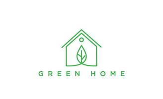 groen blad deur huis logo vector illustratie