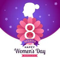 Internationale vrouwen dag 8e maart viering achtergrond sjabloon met bloem vector