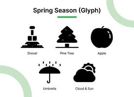 voorjaar seizoen icoon reeks in glyph stijl geschikt voor web en app pictogrammen, presentaties, affiches, enz. vector